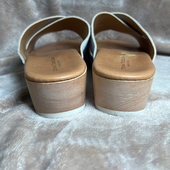 Women's Donna Tuscano Sandals Slip On Leather Taupe Sz 9 Platform Made in Italy! - Picture 4 of 8